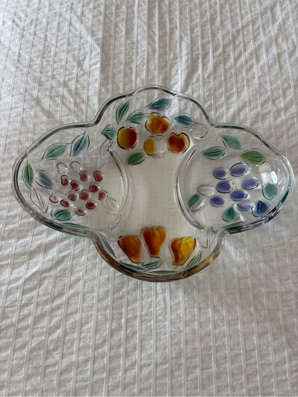 Mikasa Garden Harvest Cristal Divided Fruit Tray in Red, Yellow, Green, Purple
